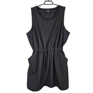 Womens Tek Gear Black Drawstring Waist Sleeveless Dress Polyester Stretch 2X